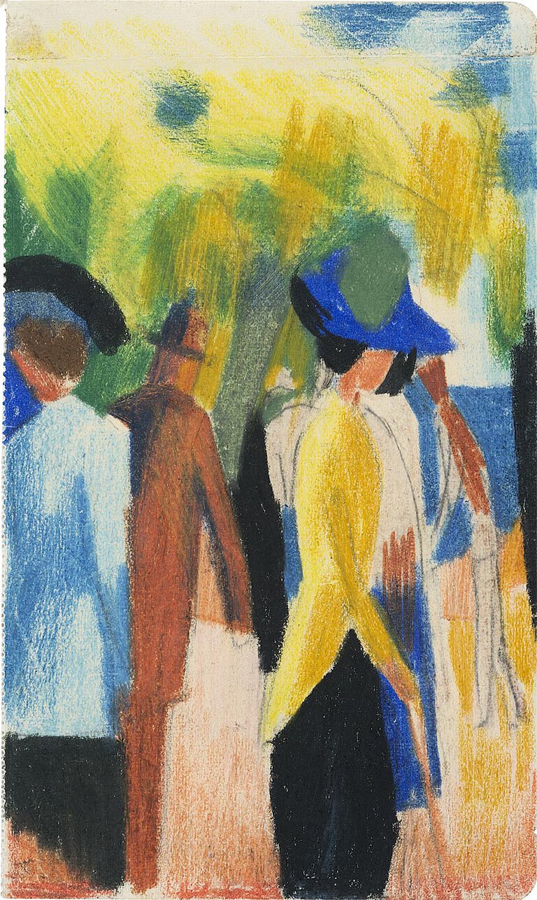 August Macke: Ohne Titel (Spaziergänger im Park), 1913/14