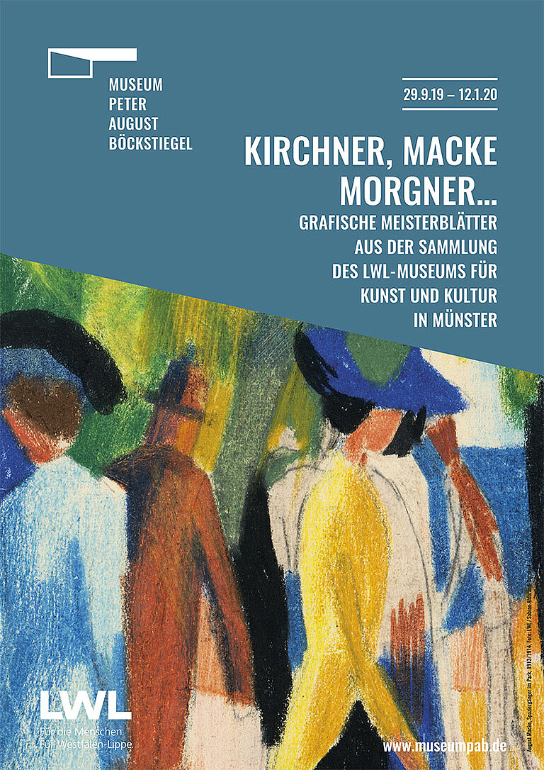 Plakat zur Ausstellung "Kirchner, Macke und Morgner… Grafische Meisterblätter aus der Sammlung des LWL-Museums für Kunst und Kultur in Münster"