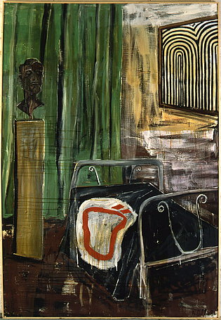 Albert Oehlen, „Zimmer mit Ö“, 1986, Öl, Lack auf Leinwand, 260 x 180 cm, Sammlung Grässlin, © VG Bild-Kunst, 2025