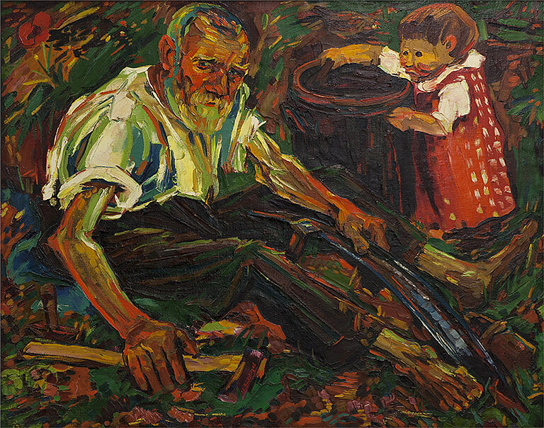 Peter August Böckstiegel: Sensendengler (Mein Vater), 1925