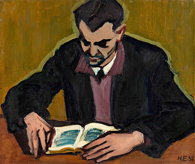Herbert Ebersbach, Lesender Mann, 1932, Öl auf Leinwand