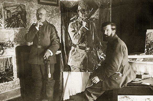 Peter August Böckstiegel malt ein Porträt seines Feldwebels (verschollen)