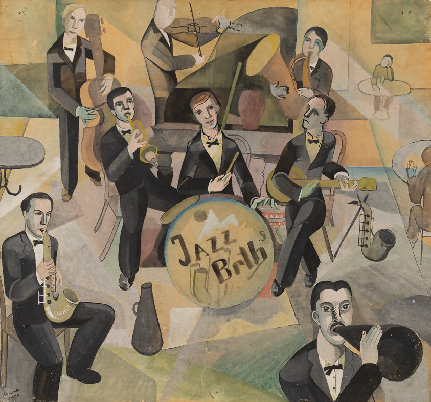 Adolf Kranz, Jazz Brths, 1930, Goauche auf Papier, 30 x 30 cm, Privatbesitz, , Foto: Ingo Bustorf