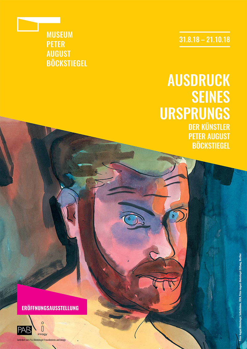 Plakat zur Eröffnungsausstellung "Ausdruck seines Ursprungs" - Der Künstler Peter August Böckstiegel