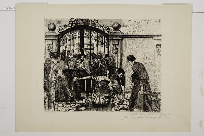 Käthe Kollwitz: Sturm (aus der Mappe „Ein Weberaufstand“), 1893	