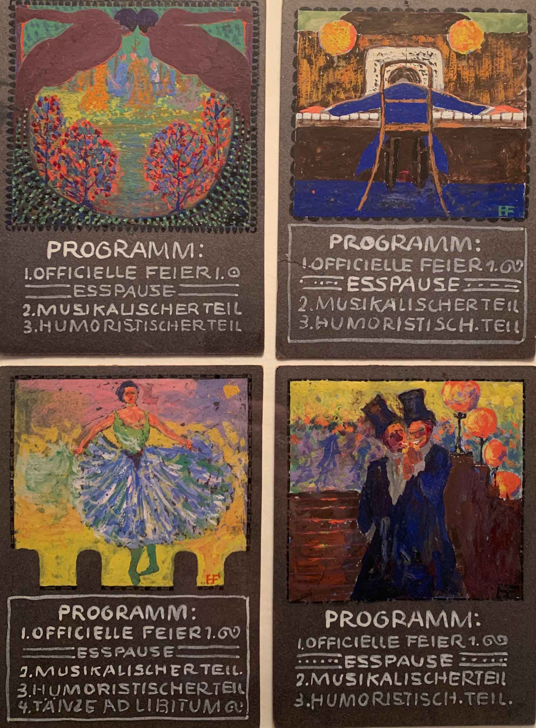 Hermann Freudenau, Entwurf für Einladungskarten für ein Künstlerfest, 1913